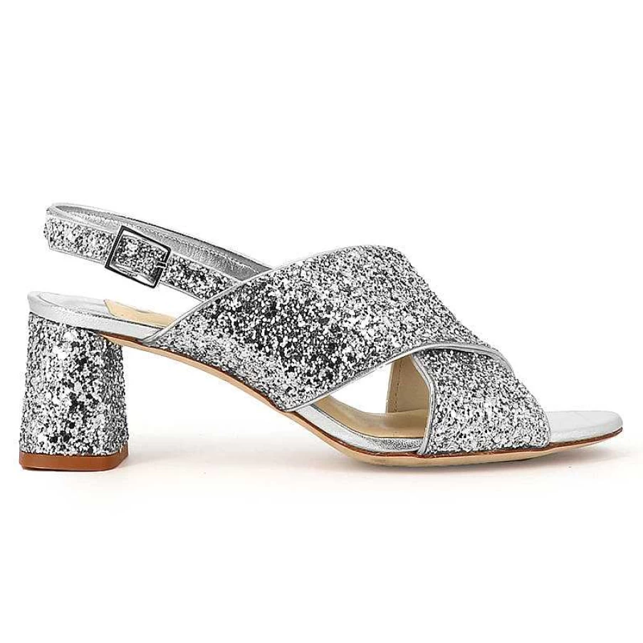 Chamberlan Women's Tres Beau Rivage Silver Sandals - Elegant Beach Footwear