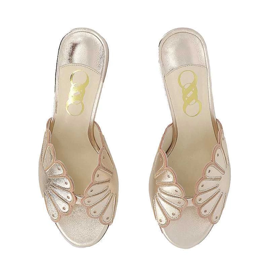 Chamberlan Women's Cabourg Champagne Mules - Elegant Slip-On Shoes